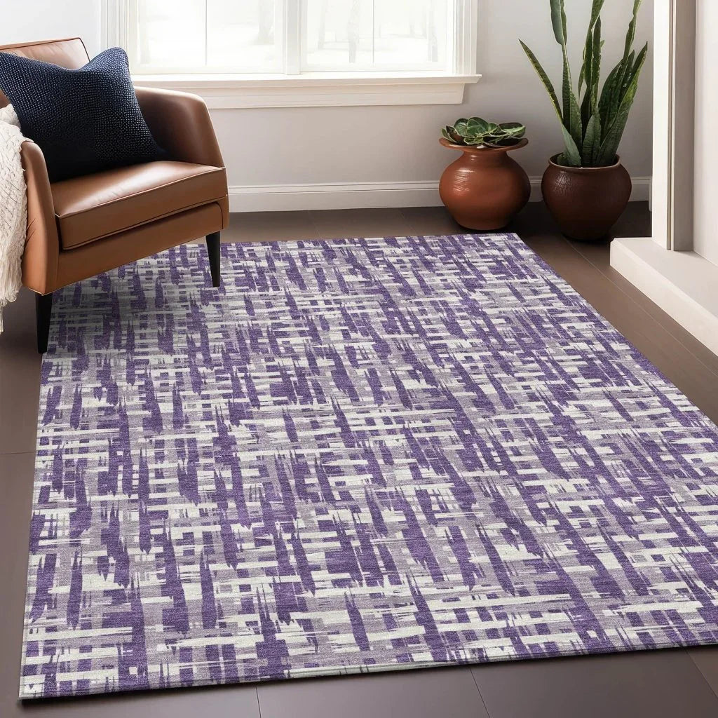 LOOMLAN Rugs Ayani Purple Washable Indoor-Outdoor Rug