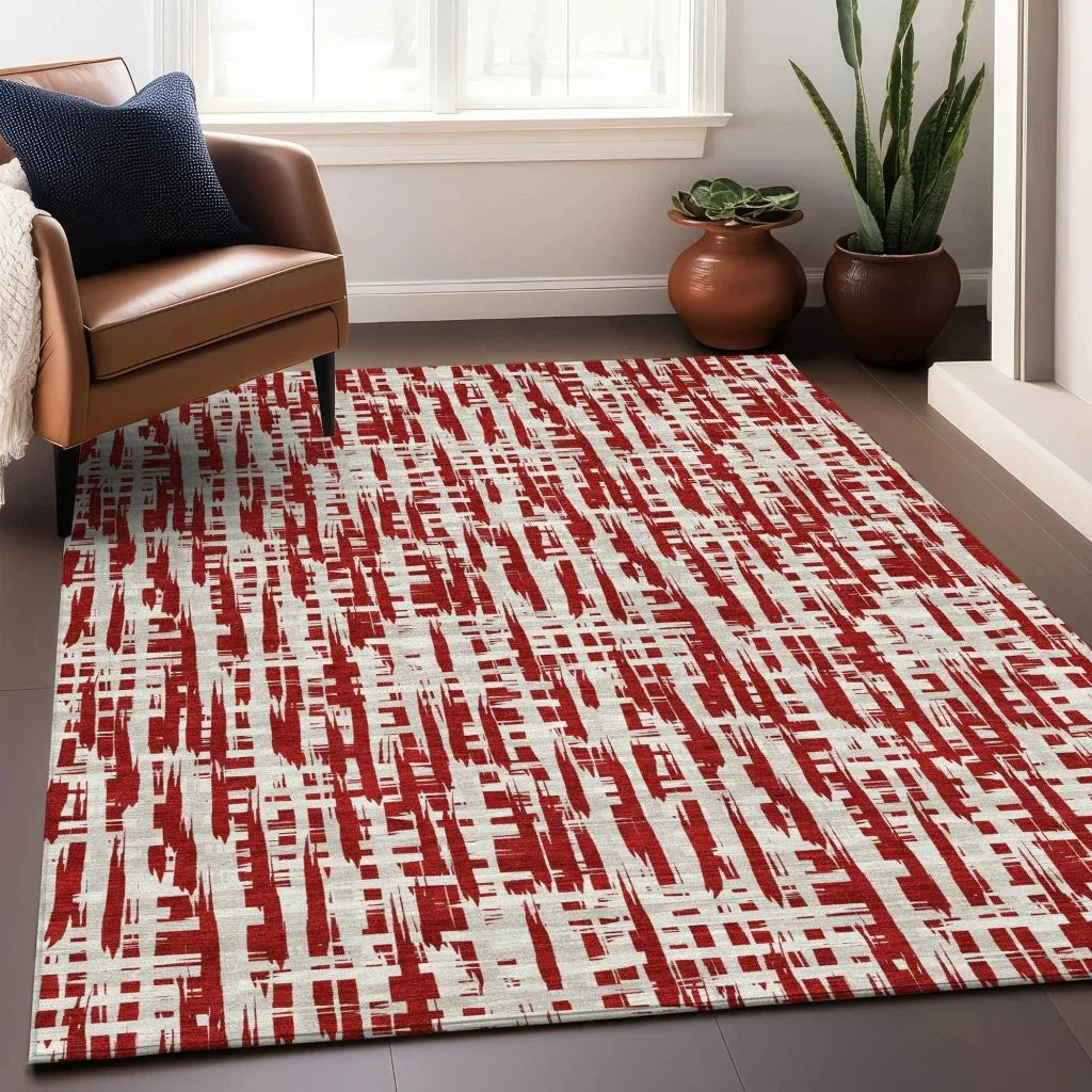 LOOMLAN Rugs Ayani Red Washable Indoor-Outdoor Rug