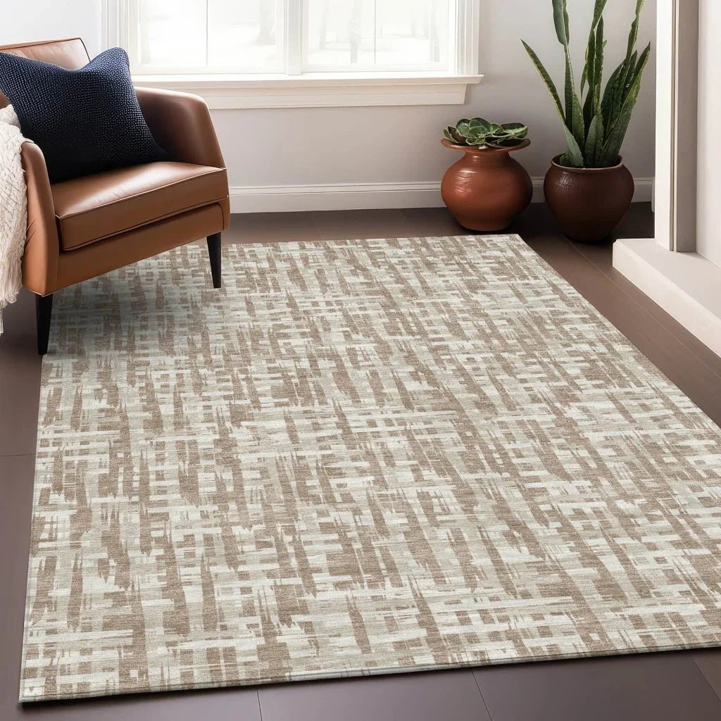 LOOMLAN Rugs Ayani Tan Washable Indoor-Outdoor Rug