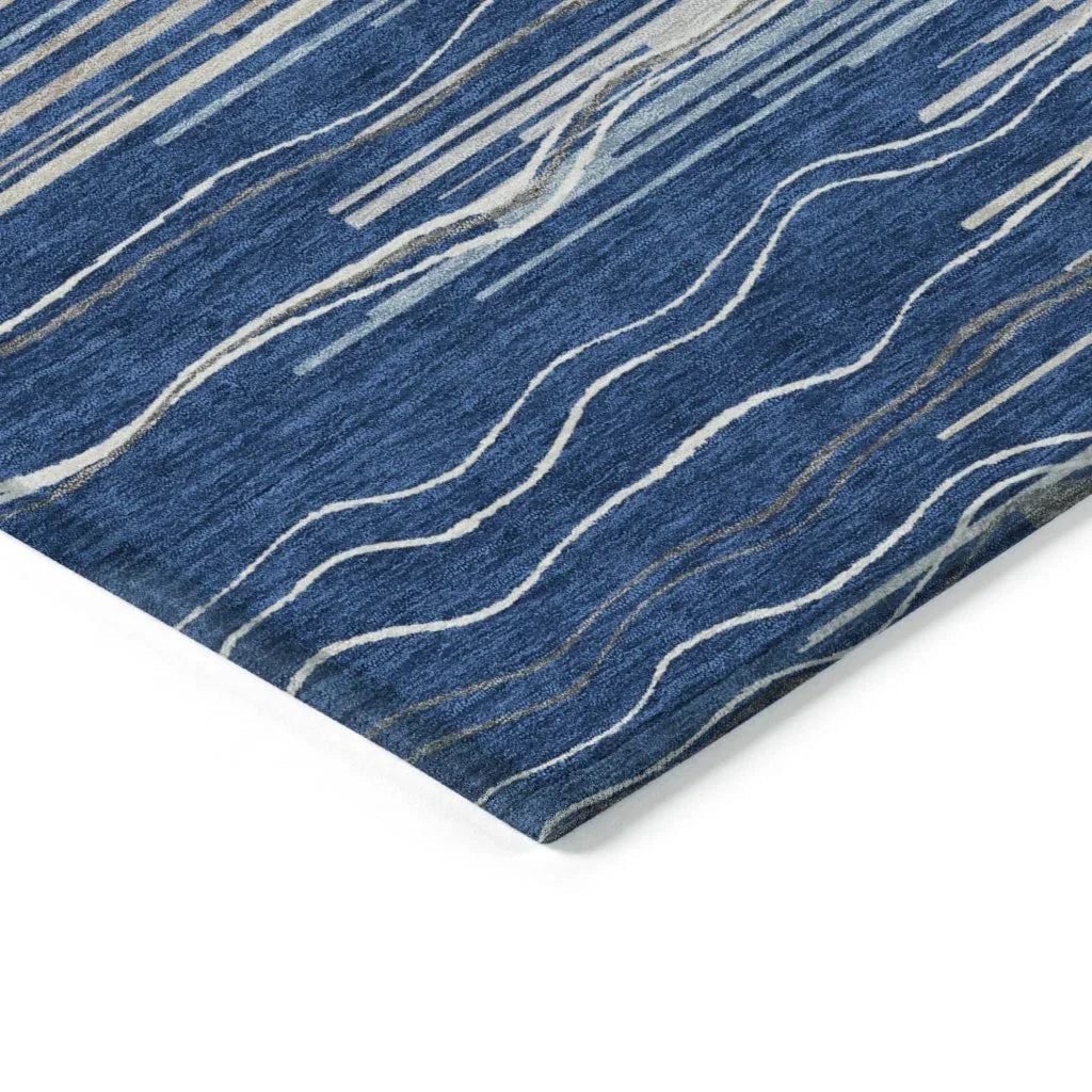 LOOMLAN Rugs Ayra Blue Washable Indoor-Outdoor Rug
