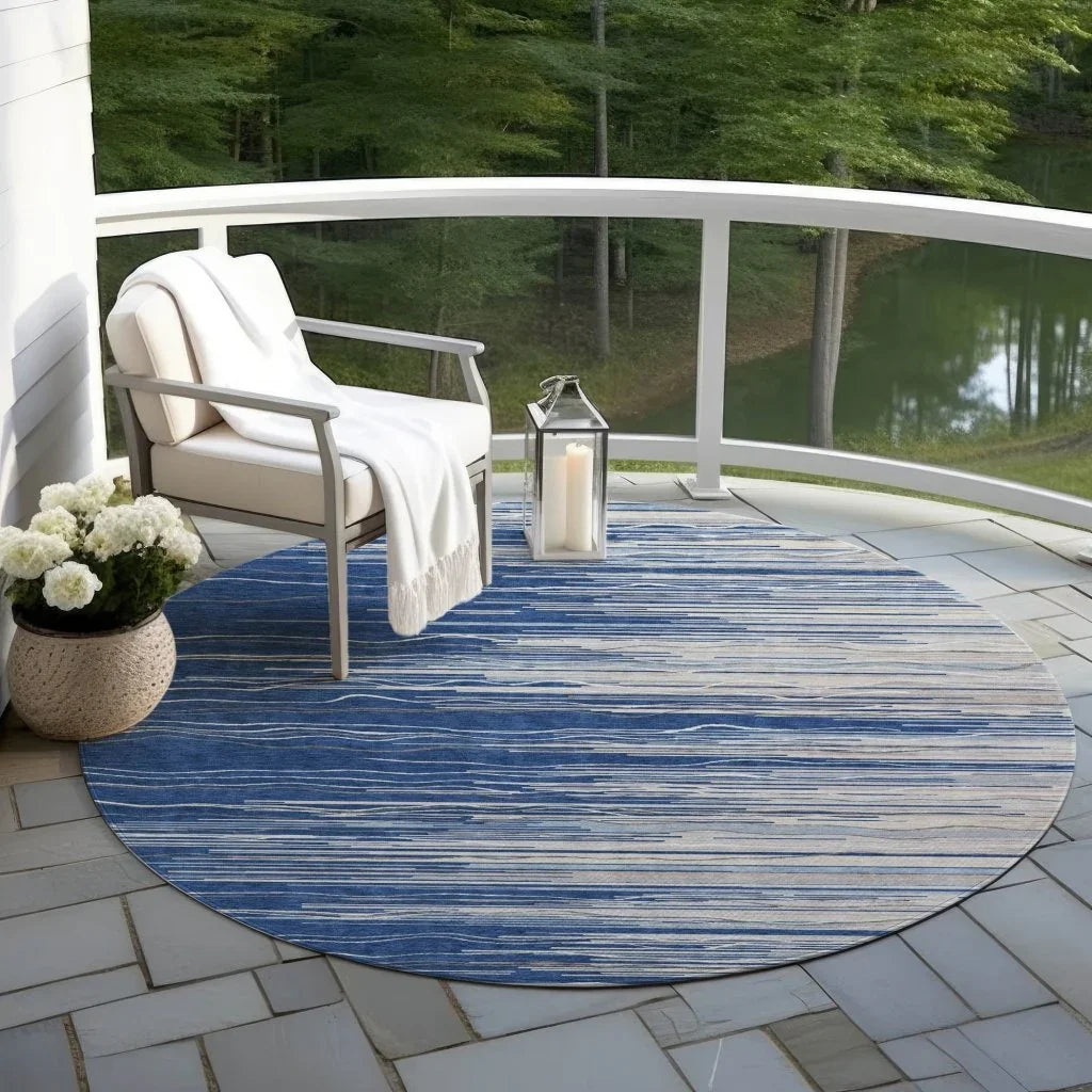 LOOMLAN Rugs Ayra Blue Washable Indoor-Outdoor Rug