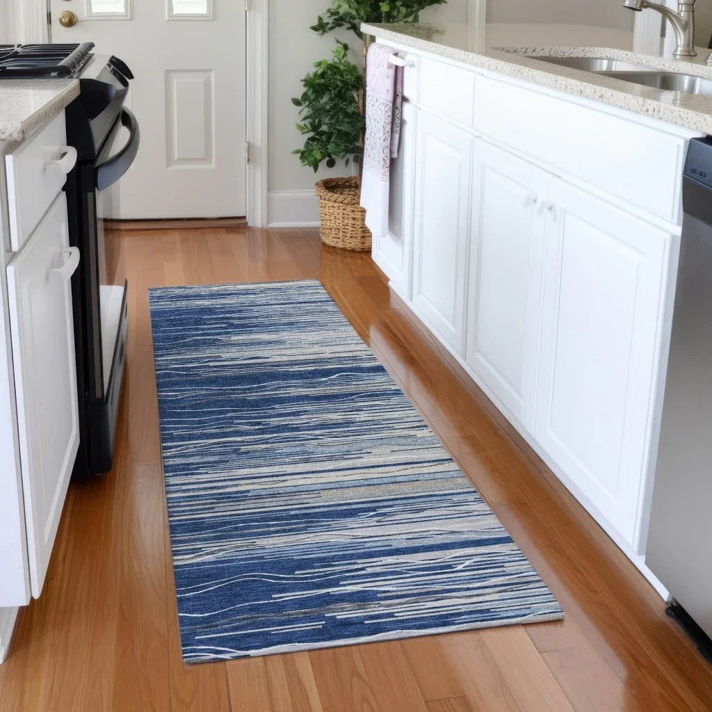 LOOMLAN Rugs Ayra Blue Washable Indoor-Outdoor Rug