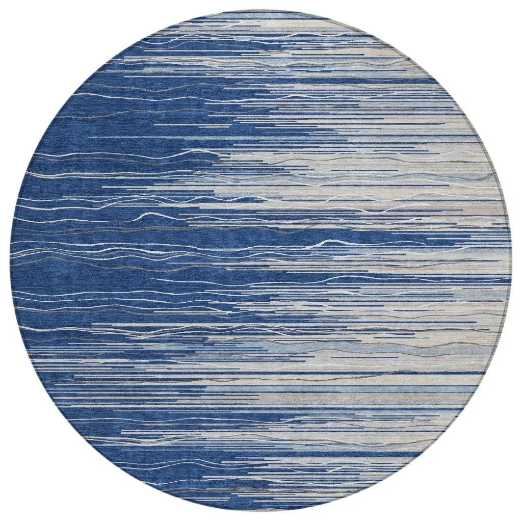 LOOMLAN Rugs Ayra Blue Washable Indoor-Outdoor Rug