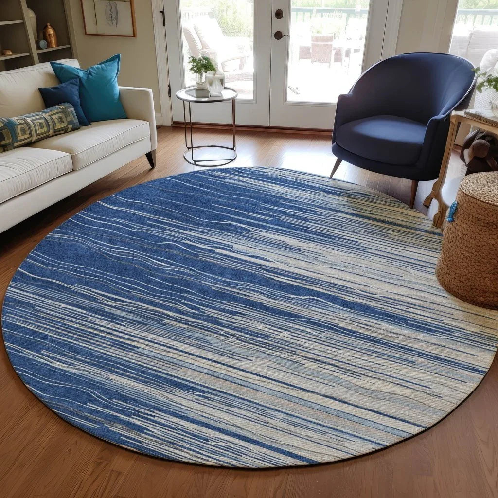 LOOMLAN Rugs Ayra Blue Washable Indoor-Outdoor Rug
