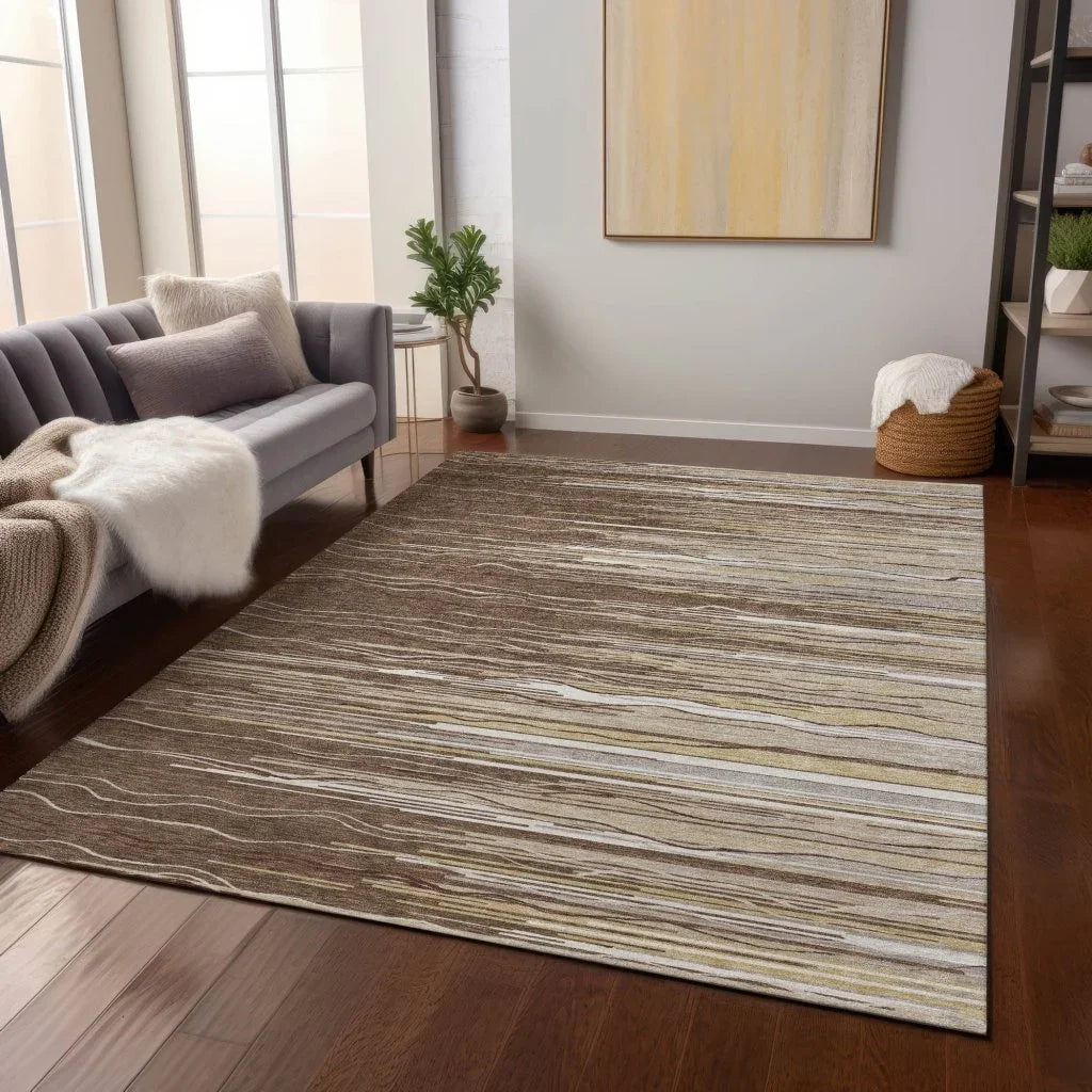 LOOMLAN Rugs Ayra Brown Washable Indoor-Outdoor Rug
