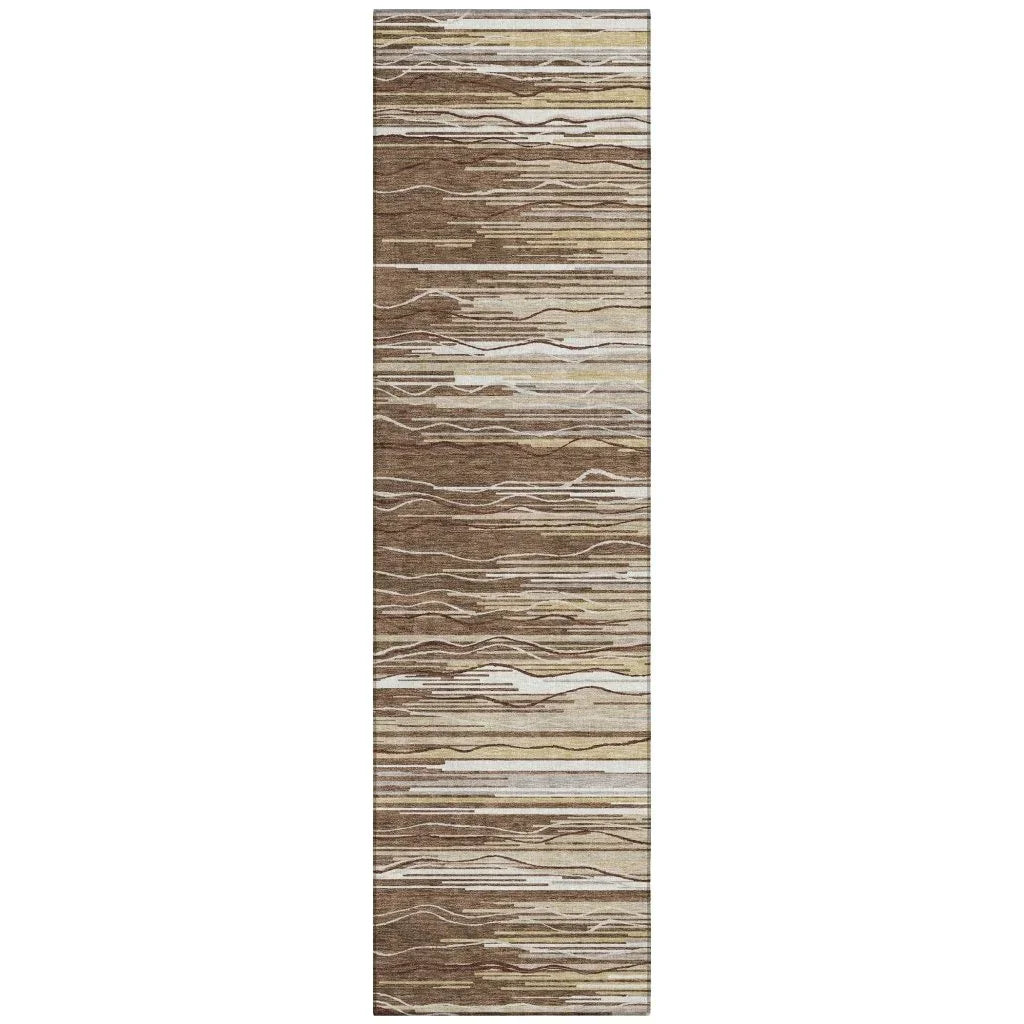 LOOMLAN Rugs Ayra Brown Washable Indoor-Outdoor Rug