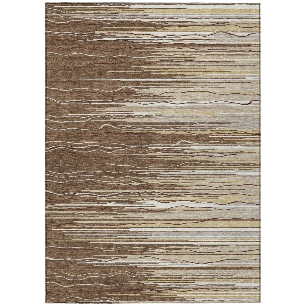 LOOMLAN Rugs Ayra Brown Washable Indoor-Outdoor Rug