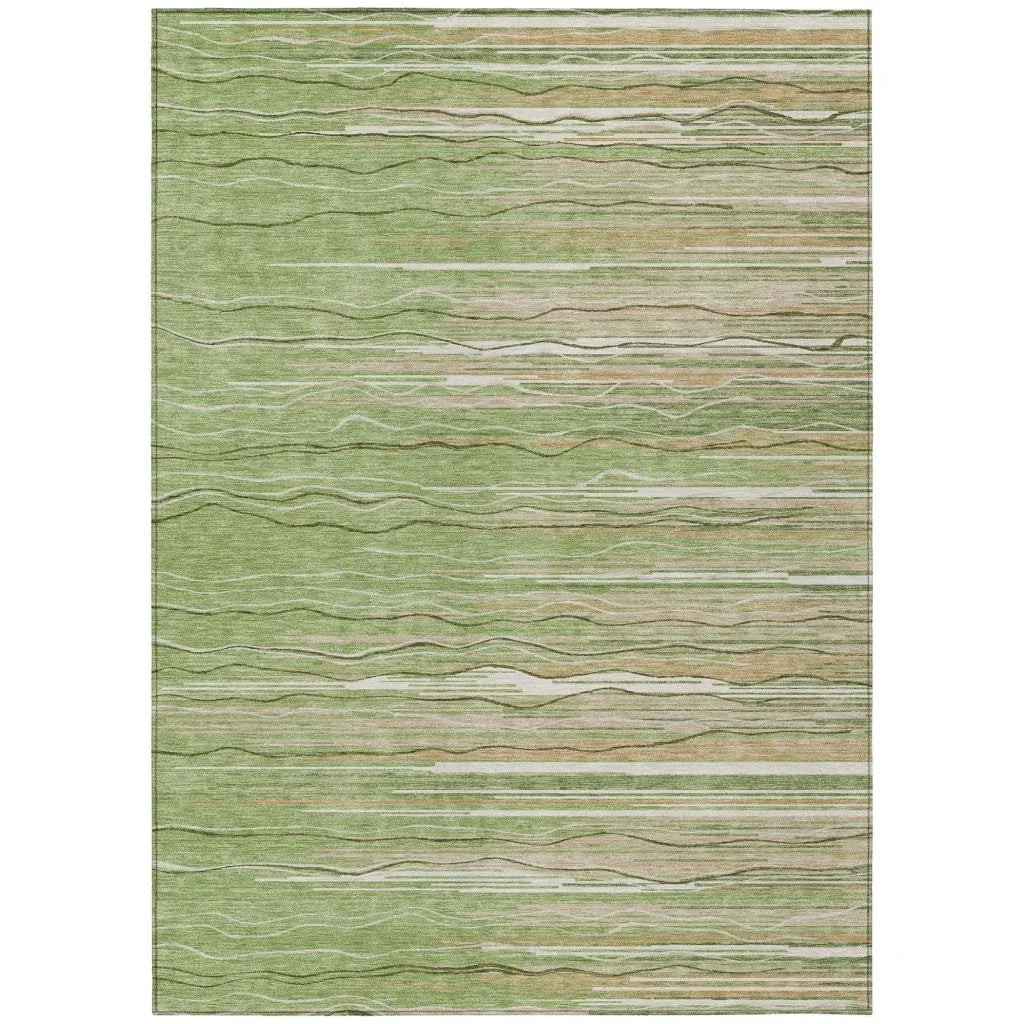 LOOMLAN Rugs Ayra Green Washable Indoor-Outdoor Rug