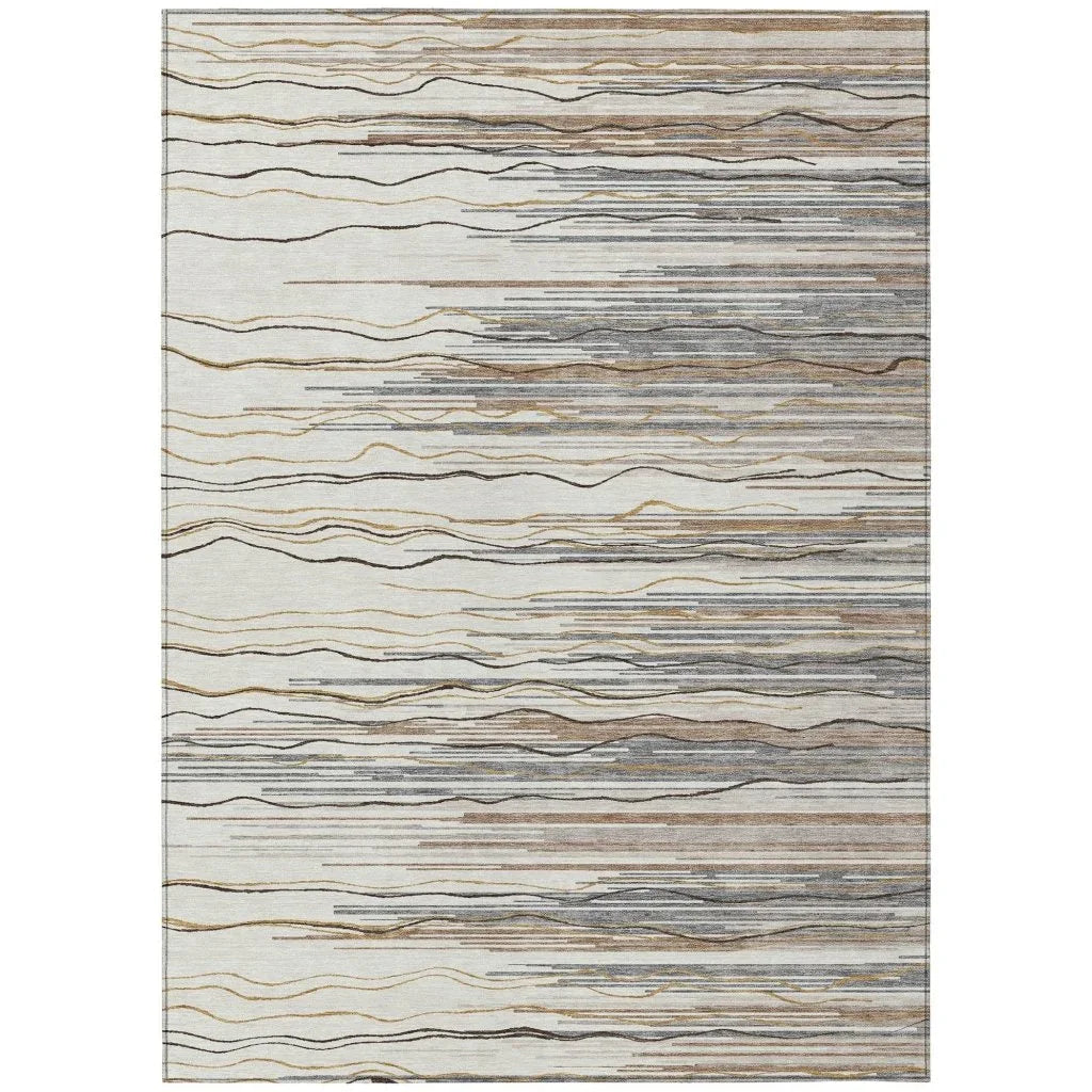 LOOMLAN Rugs Ayra Ivory Washable Indoor-Outdoor Rug