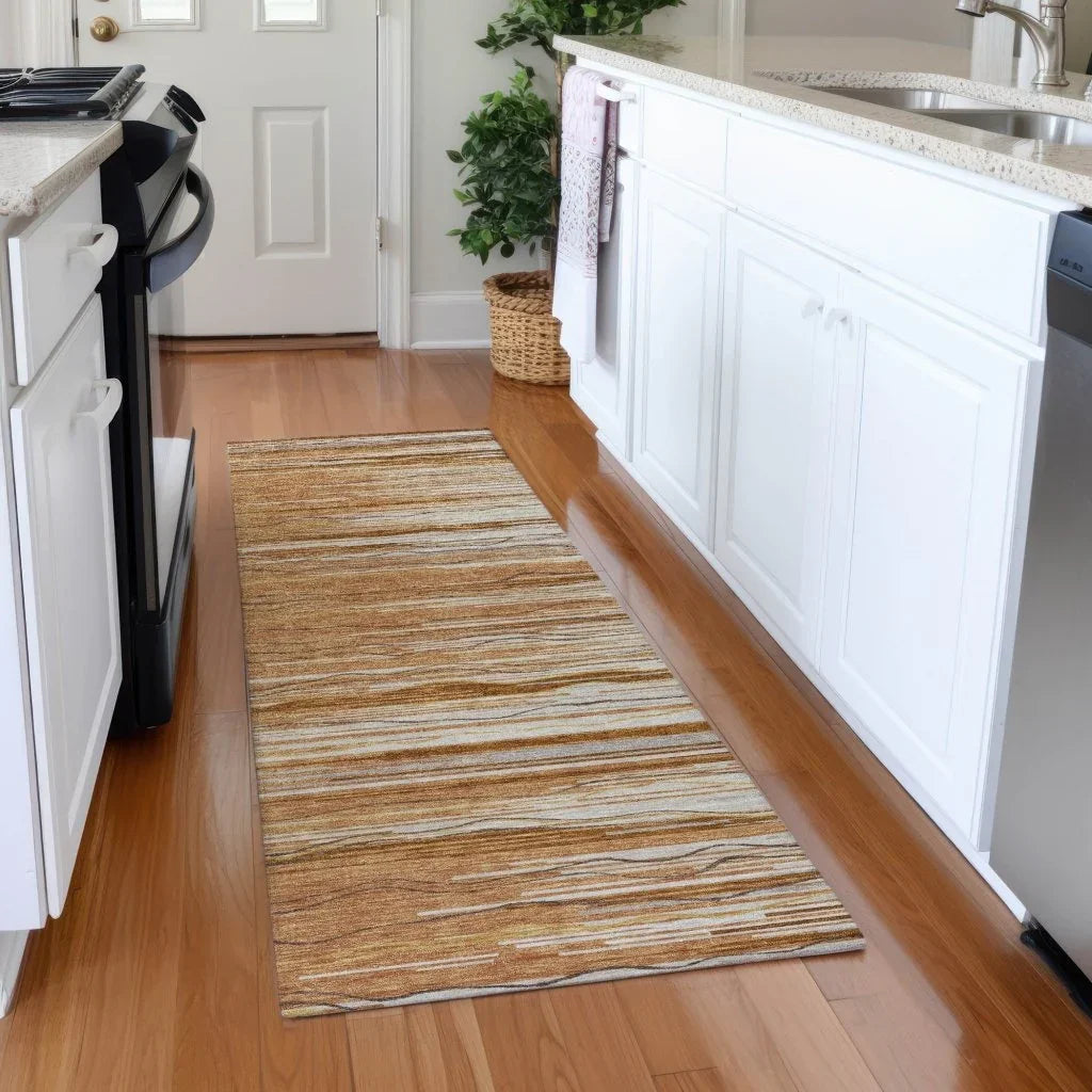LOOMLAN Rugs Ayra Orange Washable Indoor-Outdoor Rug