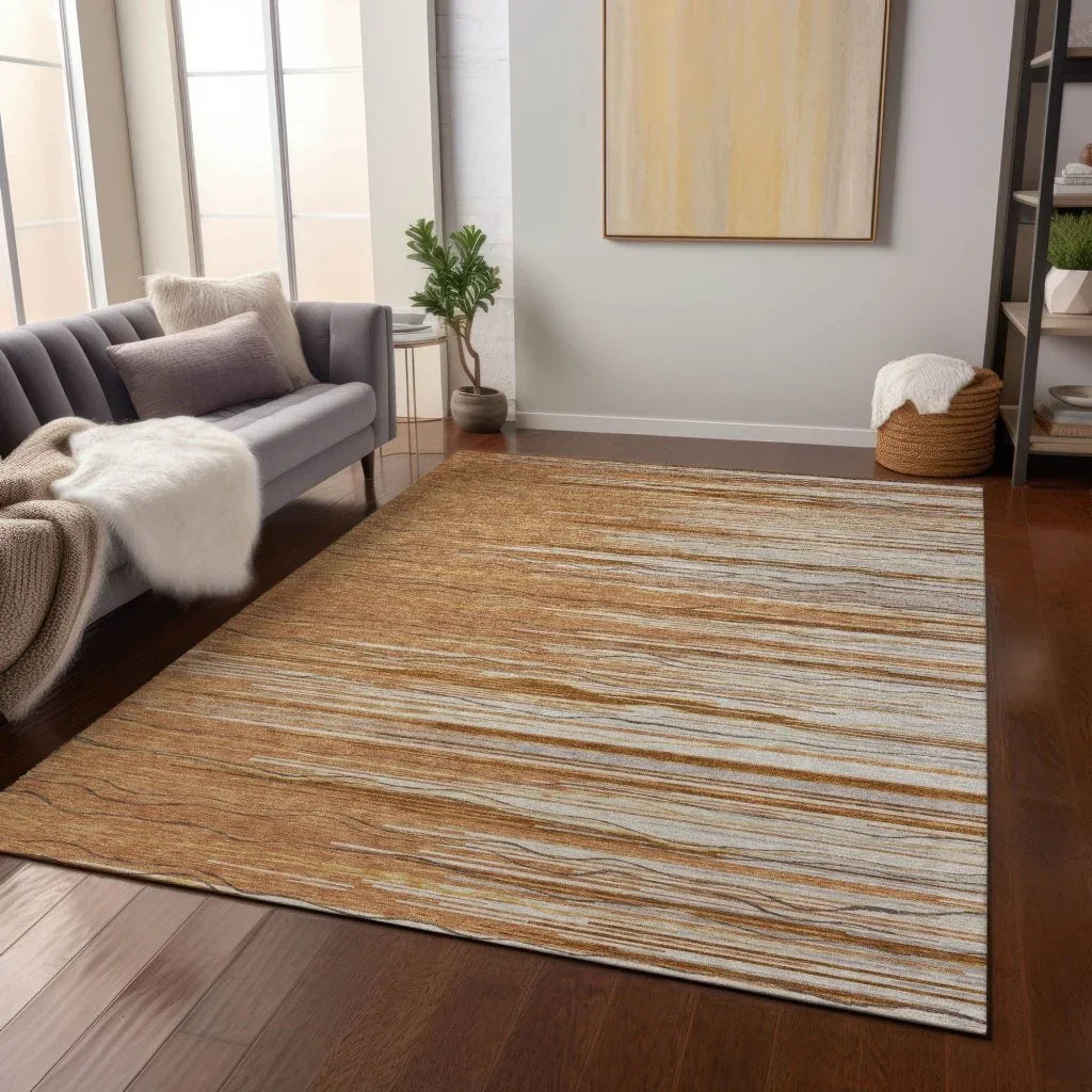 LOOMLAN Rugs Ayra Orange Washable Indoor-Outdoor Rug