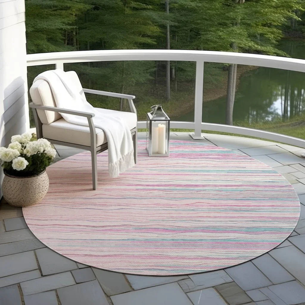 LOOMLAN Rugs Ayra Pink Washable Indoor-Outdoor Rug