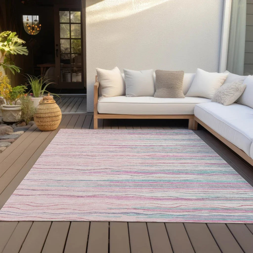 LOOMLAN Rugs Ayra Pink Washable Indoor-Outdoor Rug
