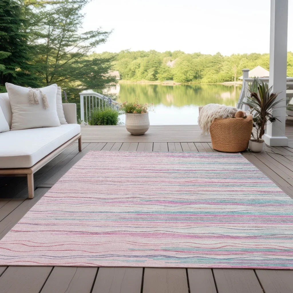 LOOMLAN Rugs Ayra Pink Washable Indoor-Outdoor Rug