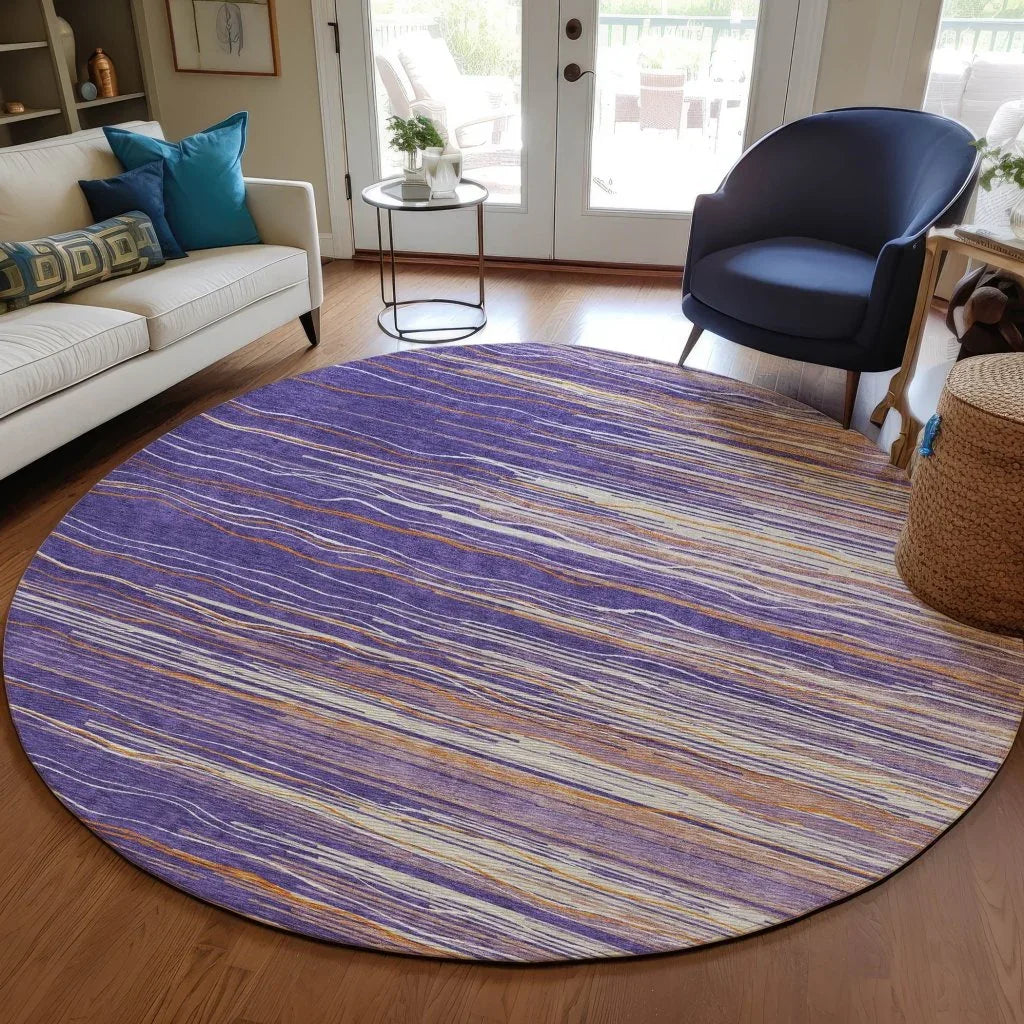 LOOMLAN Rugs Ayra Purple Washable Indoor-Outdoor Rug