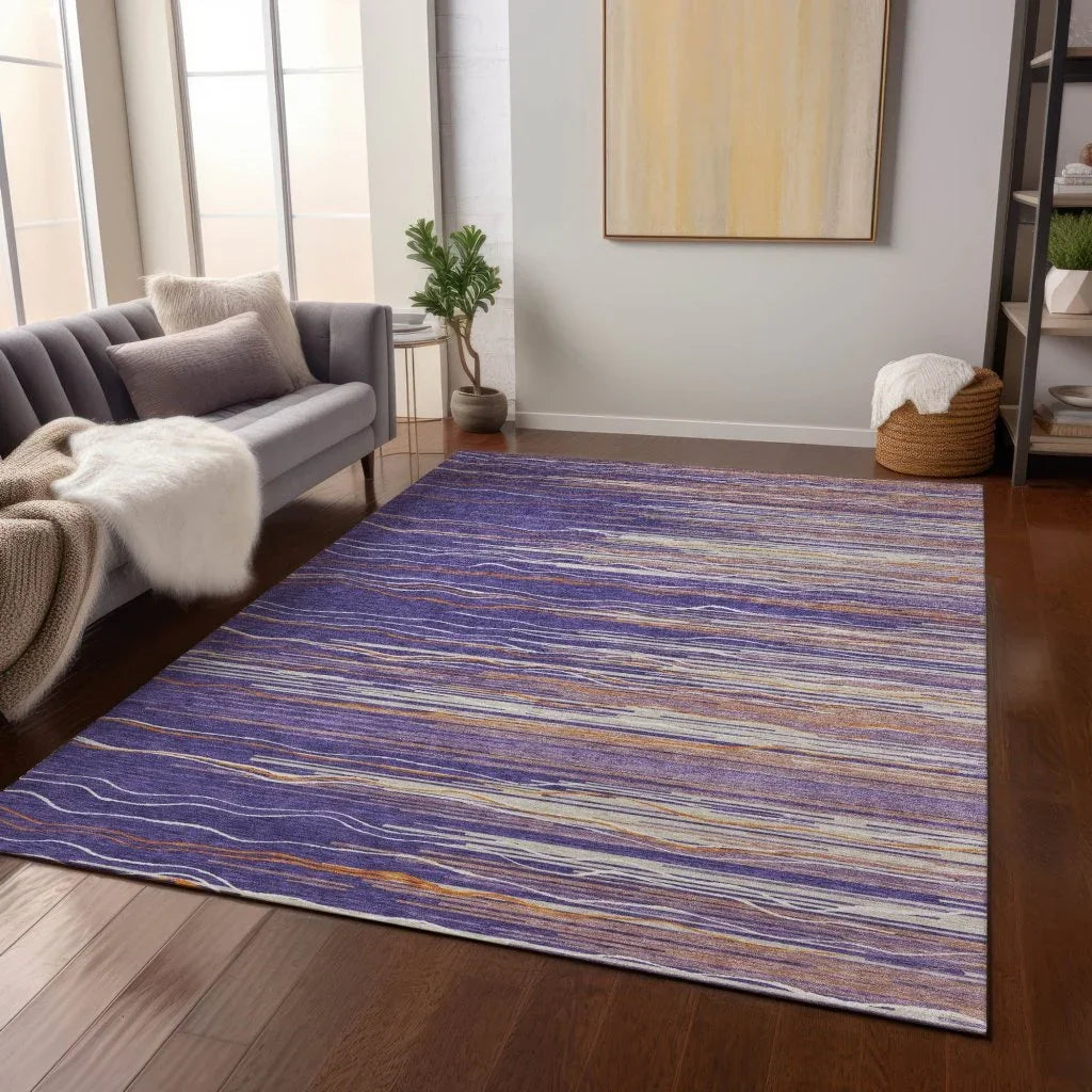 LOOMLAN Rugs Ayra Purple Washable Indoor-Outdoor Rug