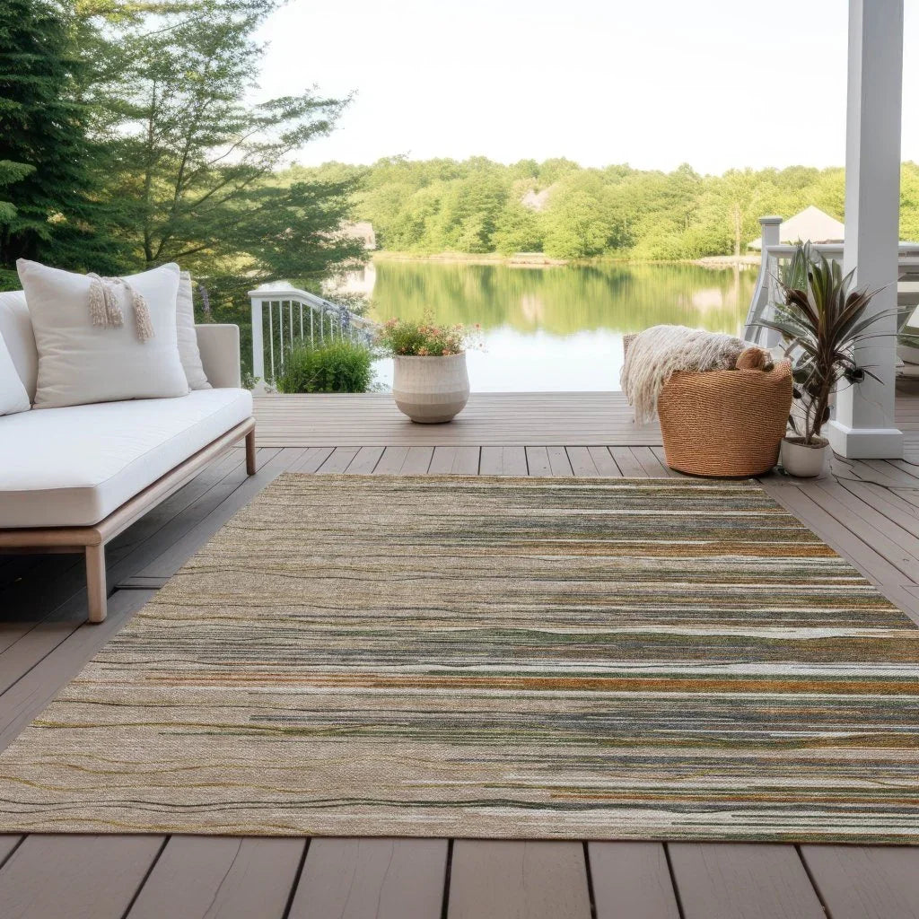 LOOMLAN Rugs Ayra Taupe Washable Indoor-Outdoor Rug