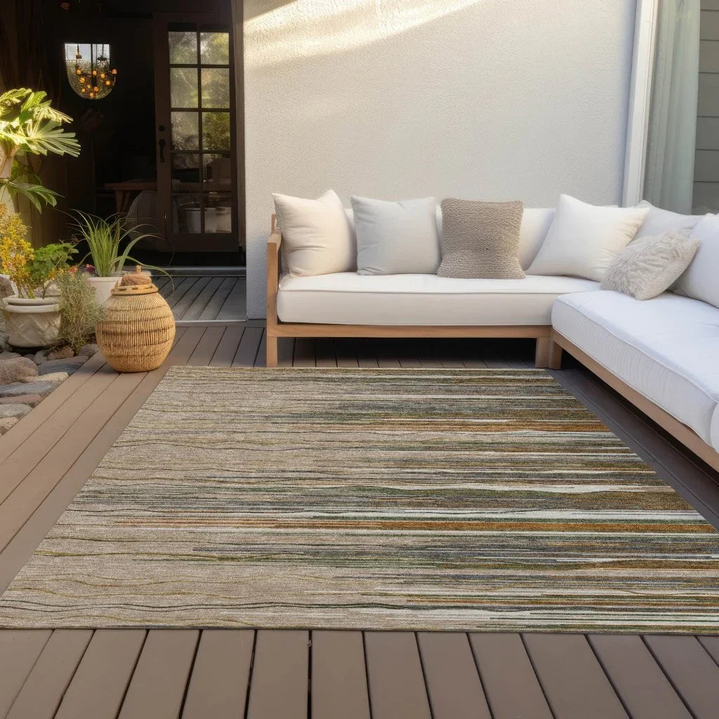 LOOMLAN Rugs Ayra Taupe Washable Indoor-Outdoor Rug