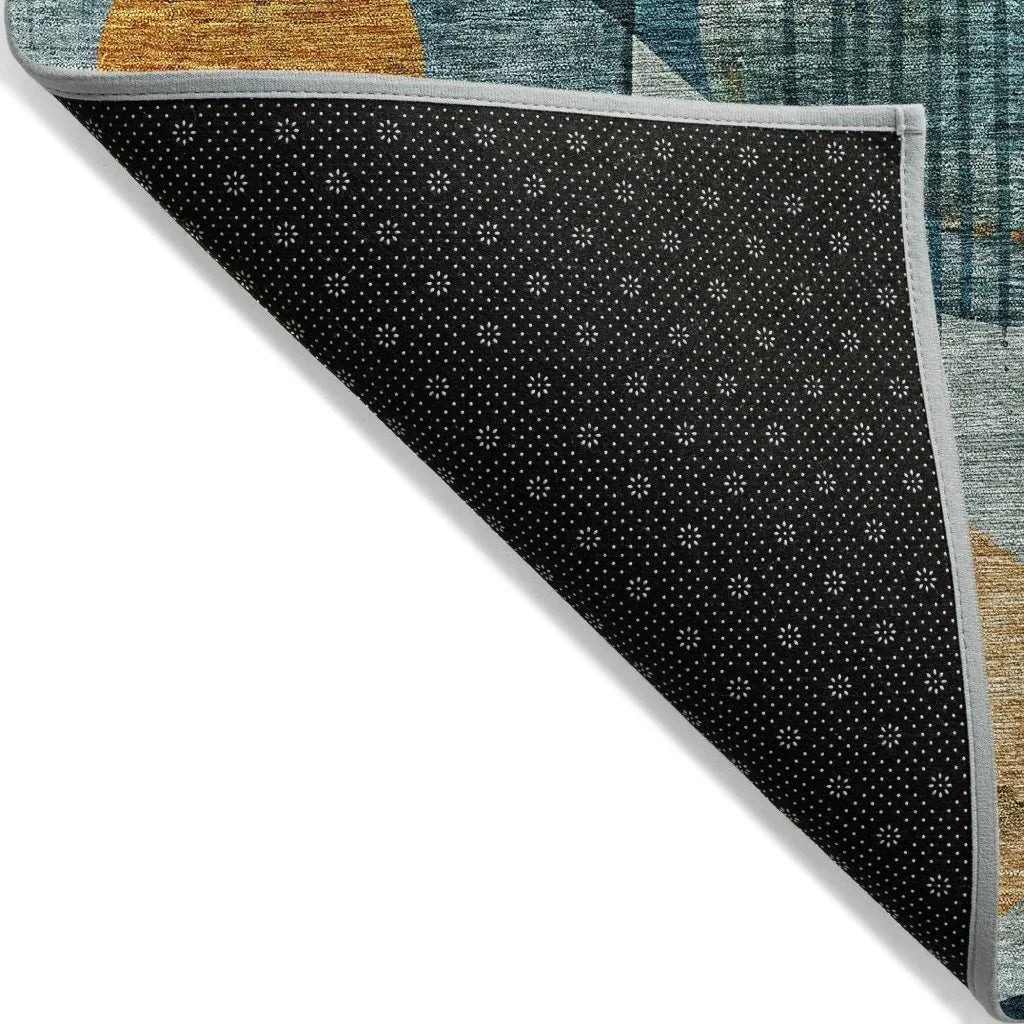 LOOMLAN Rugs Aza Teal Washable Indoor-Outdoor Rug