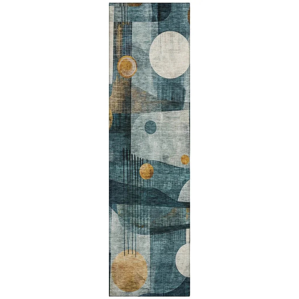 LOOMLAN Rugs Aza Teal Washable Indoor-Outdoor Rug