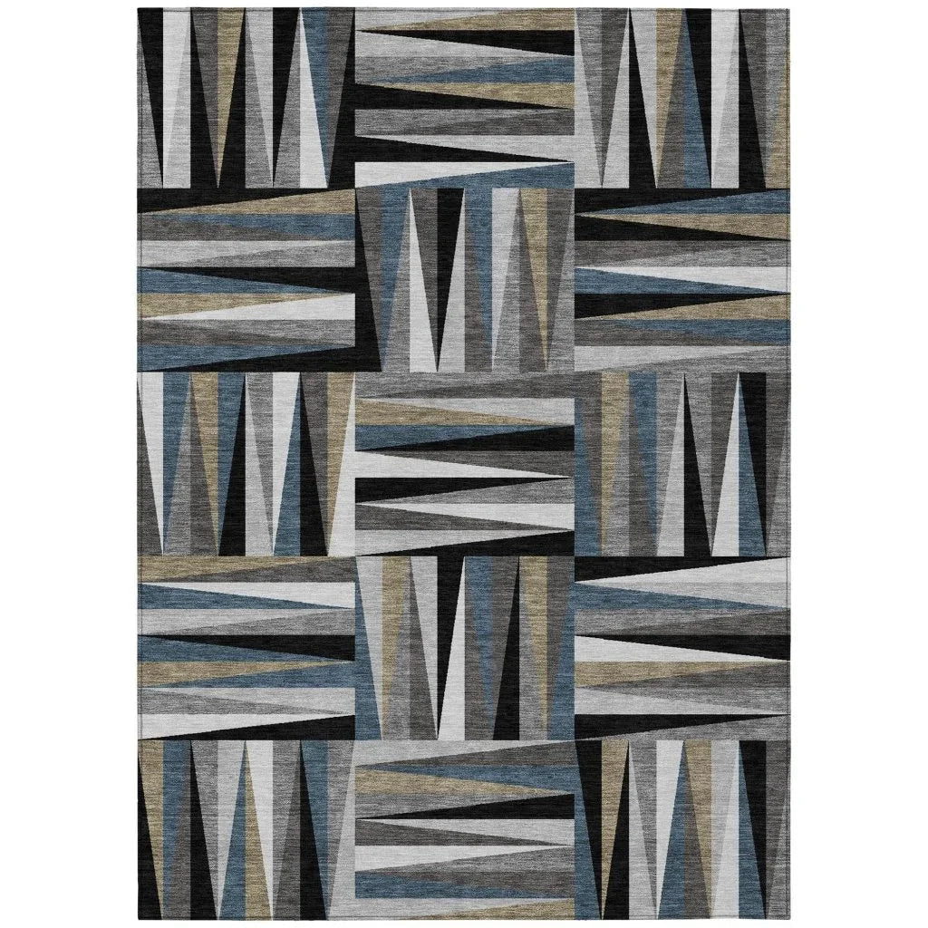 LOOMLAN Rugs Azura Black Washable Indoor-Outdoor Rug