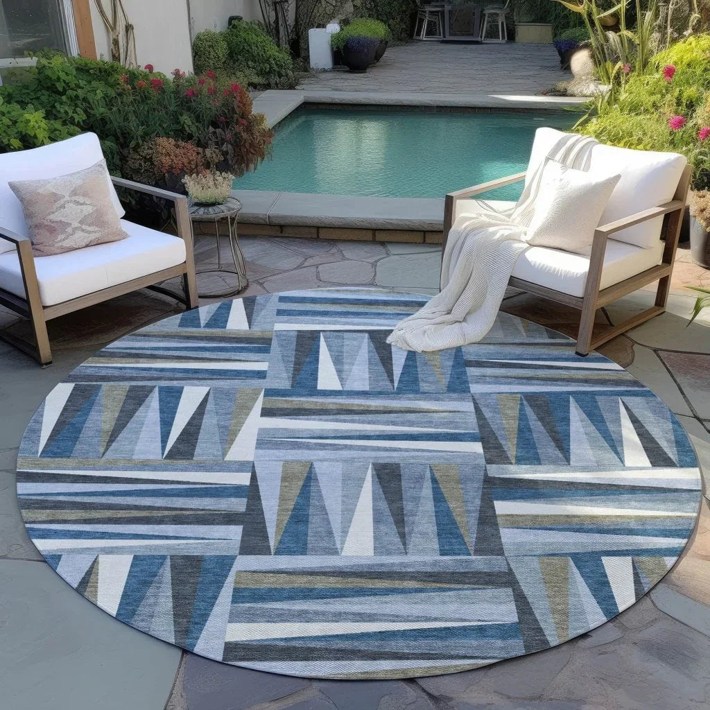 LOOMLAN Rugs Azura Blue Washable Indoor-Outdoor Rug
