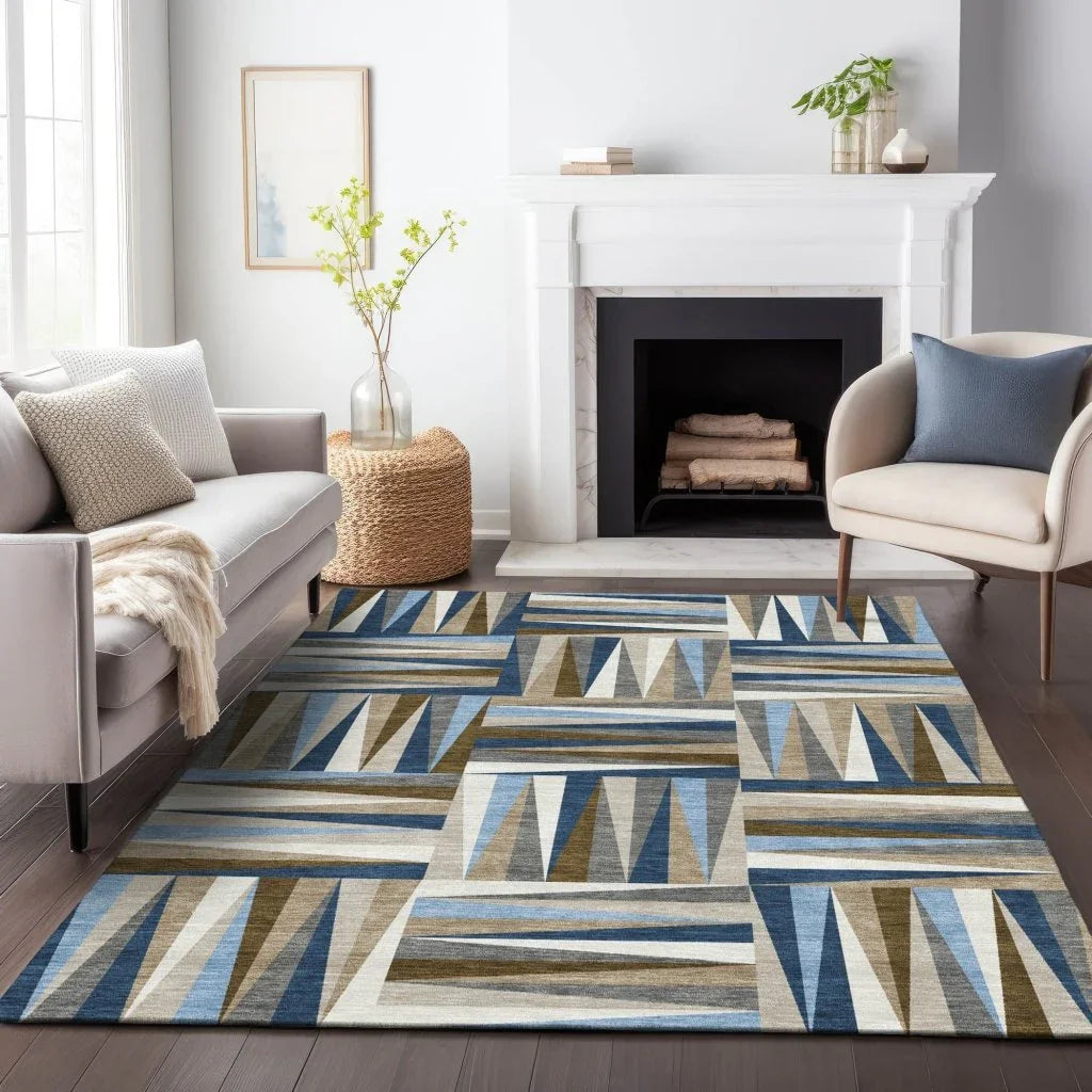 LOOMLAN Rugs Azura Navy Washable Indoor-Outdoor Rug