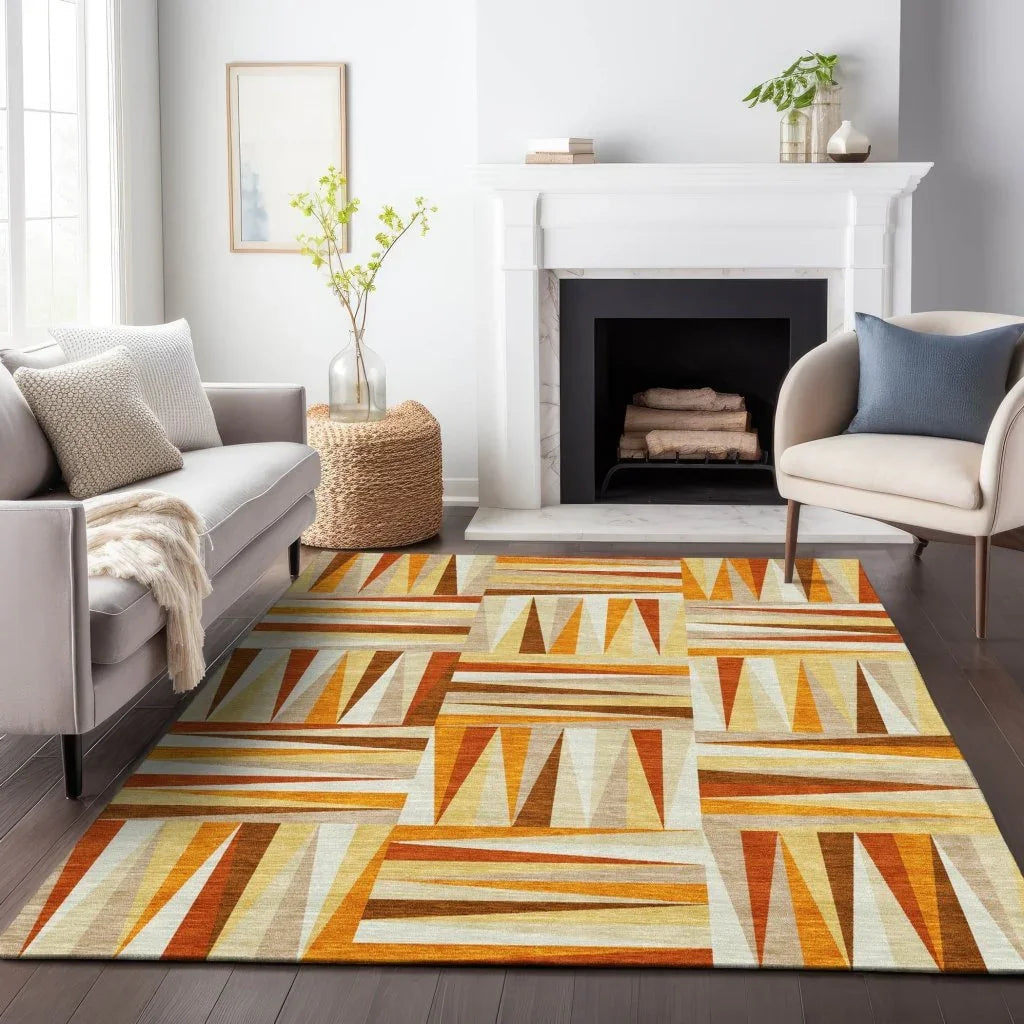 LOOMLAN Rugs Azura Orange Washable Indoor-Outdoor Rug