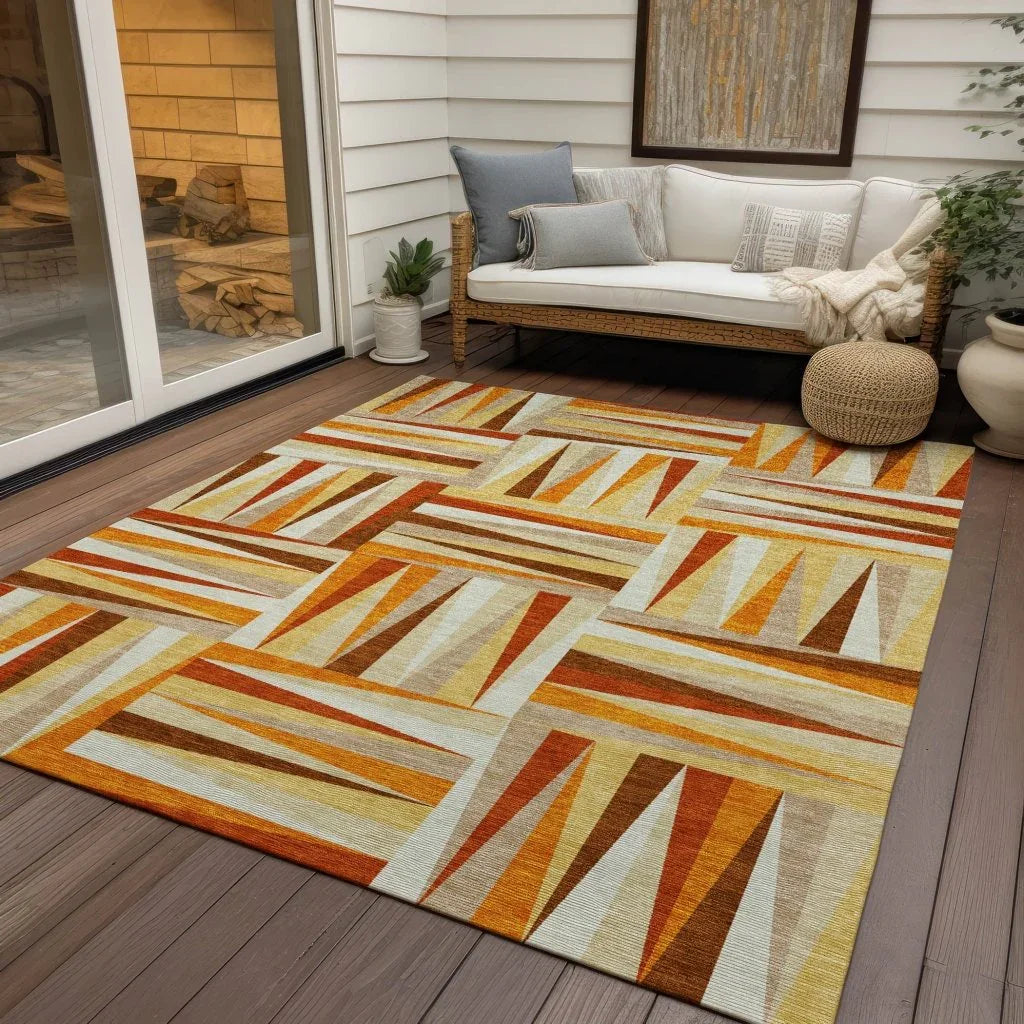 LOOMLAN Rugs Azura Orange Washable Indoor-Outdoor Rug