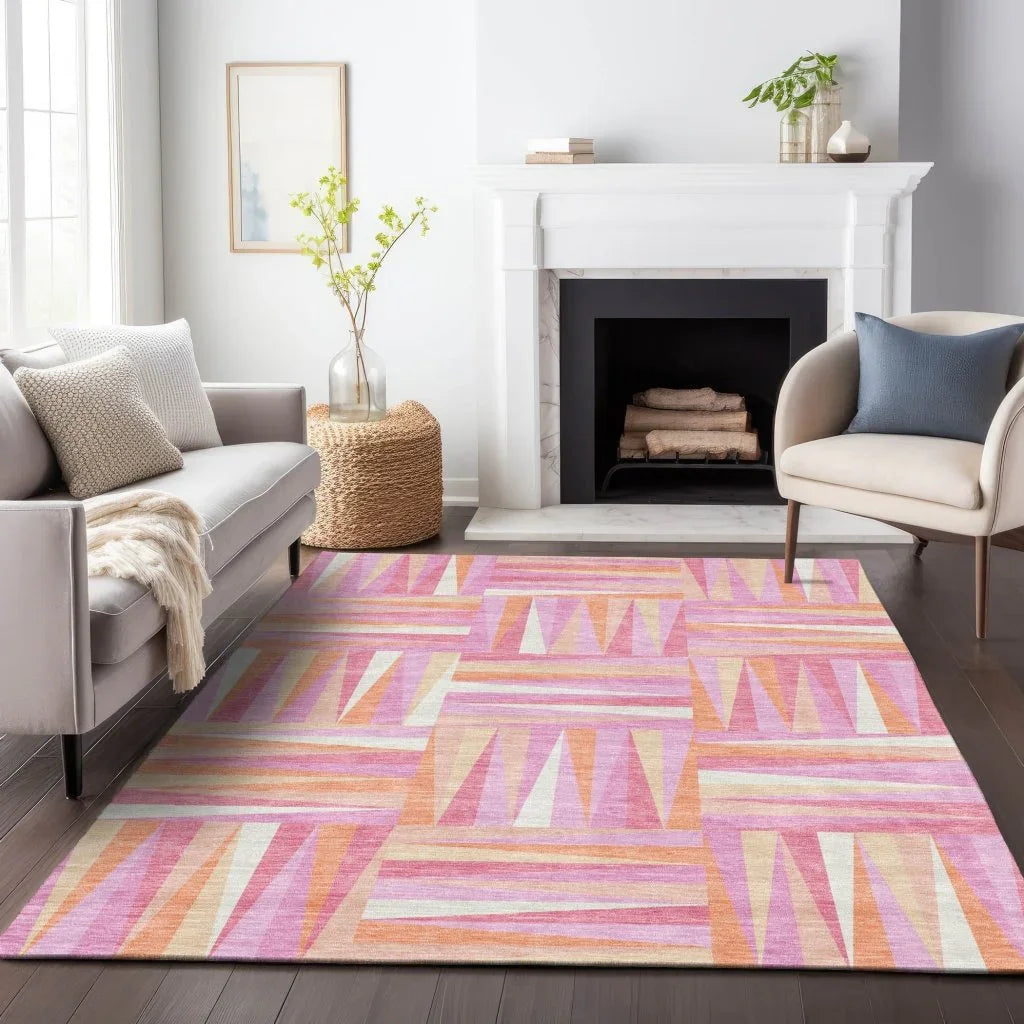 LOOMLAN Rugs Azura Pink Washable Indoor-Outdoor Rug