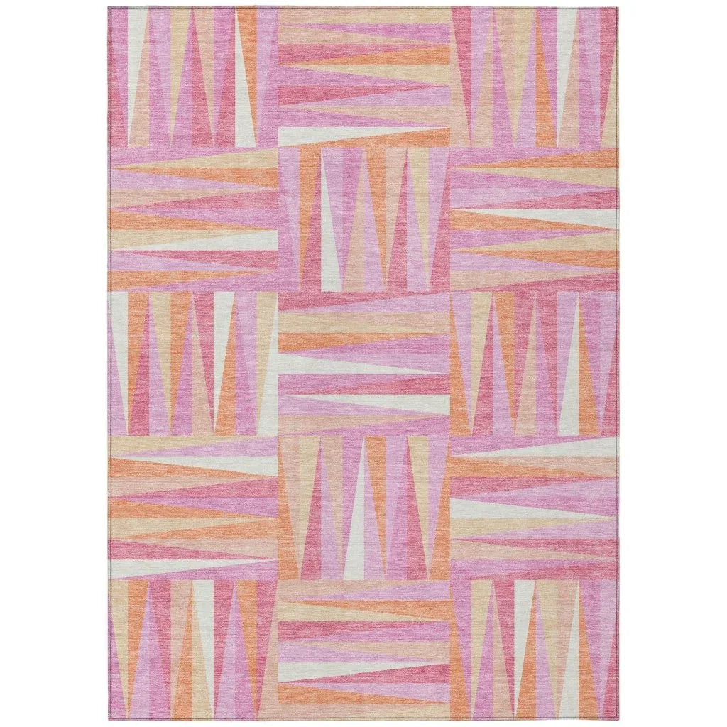 LOOMLAN Rugs Azura Pink Washable Indoor-Outdoor Rug