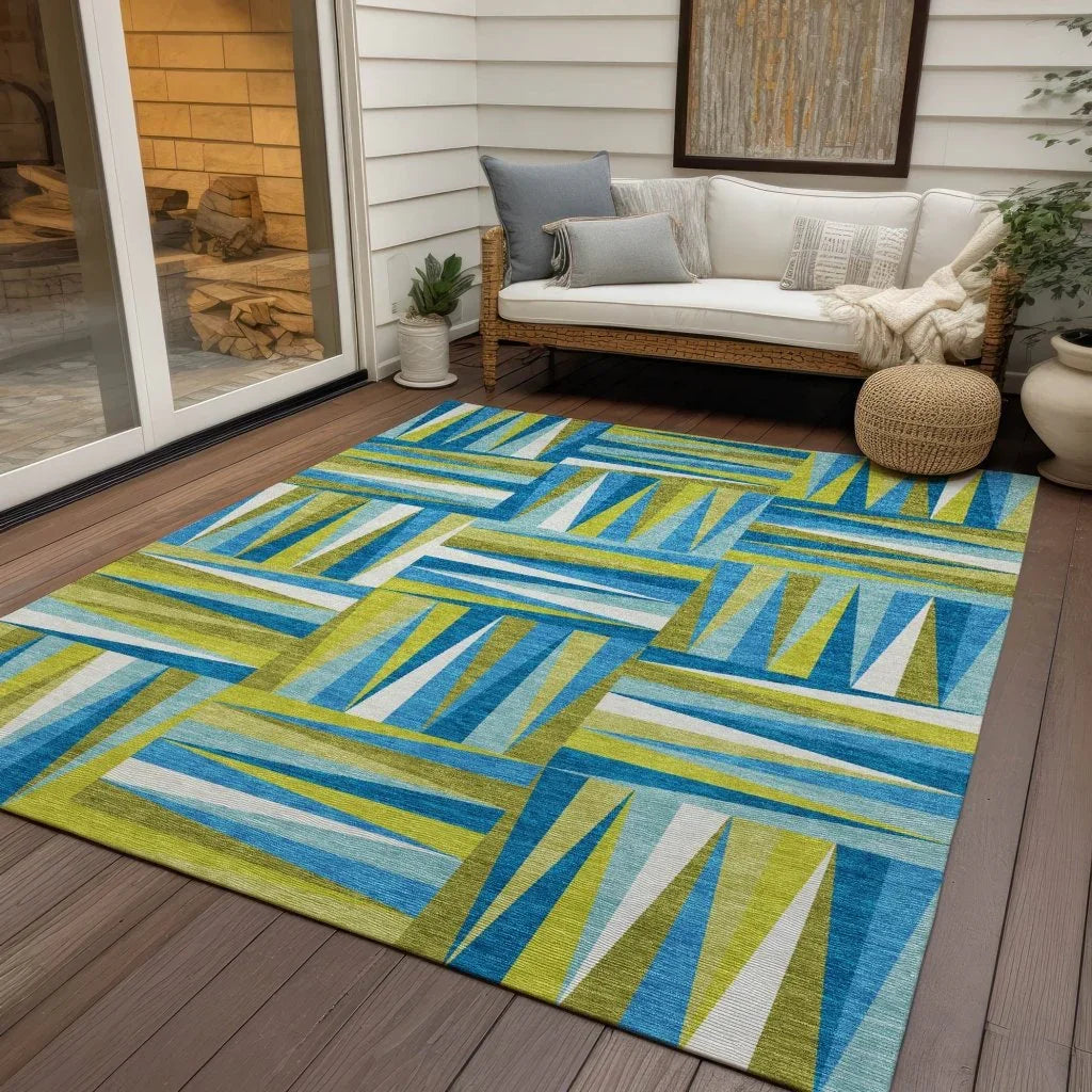 LOOMLAN Rugs Azura Teal Washable Indoor-Outdoor Rug