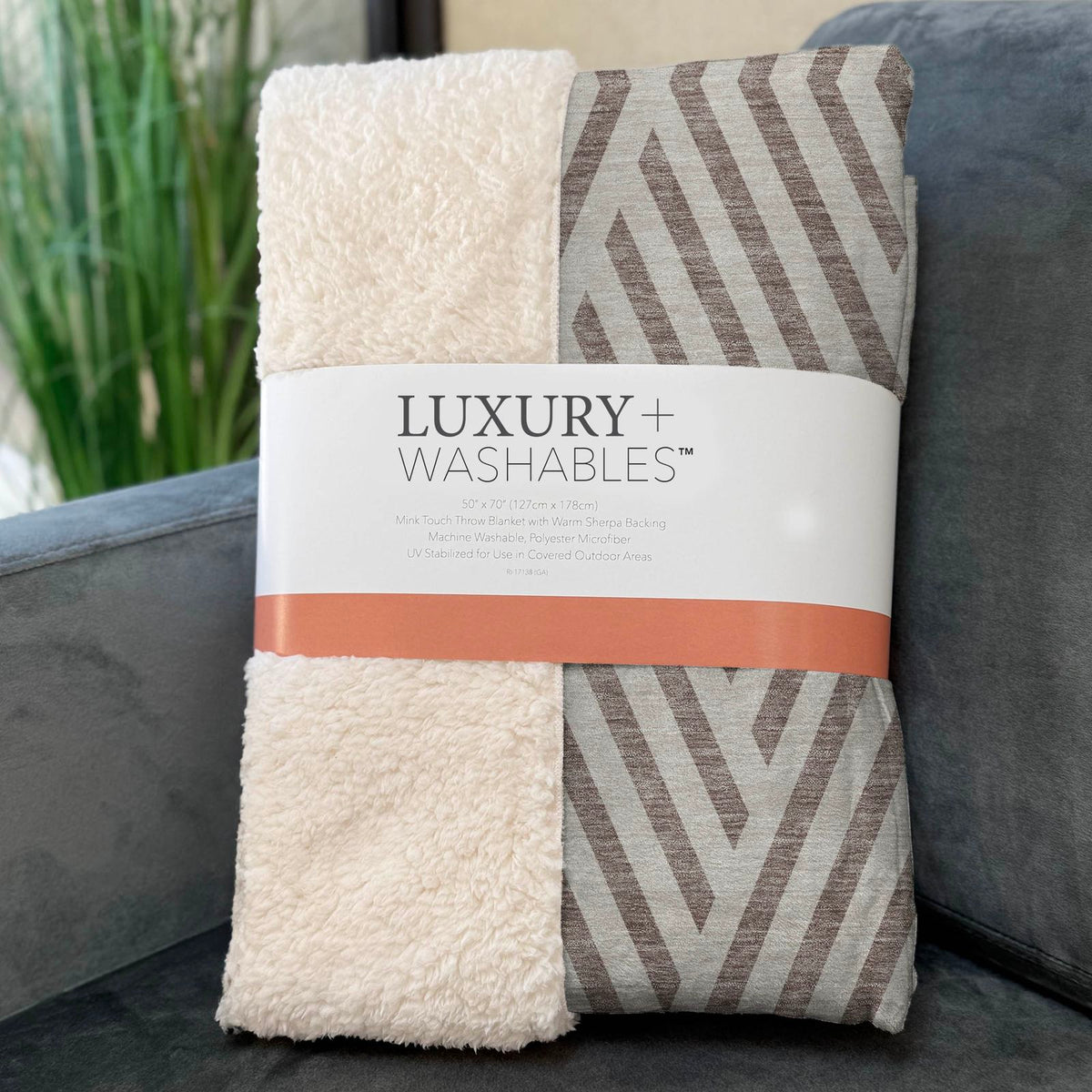Geometric Taupe Washable Indoor-Outdoor Rug