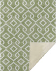 Offset Stripes Green Washable Indoor-Outdoor Rug