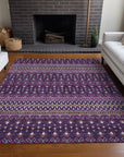 Lazy Rivers Purple Washable Indoor-Outdoor Rug