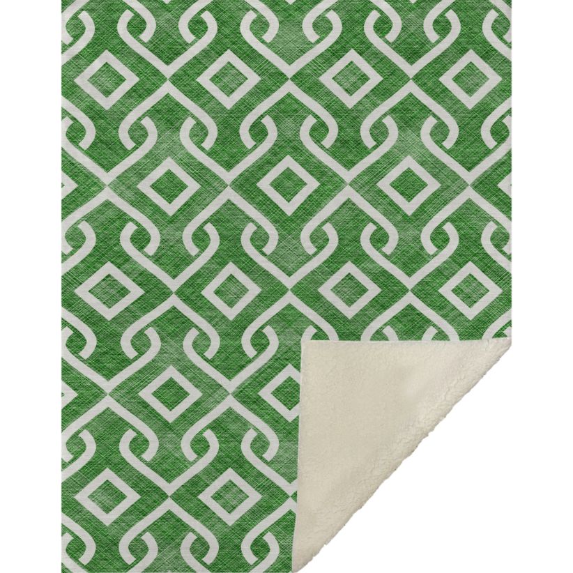 Offset Stripes Emerald Washable Indoor-Outdoor Rug