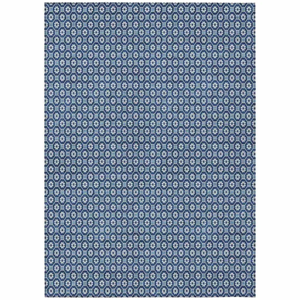 LOOMLAN Rugs Ballara Blue Washable Indoor-Outdoor Rug