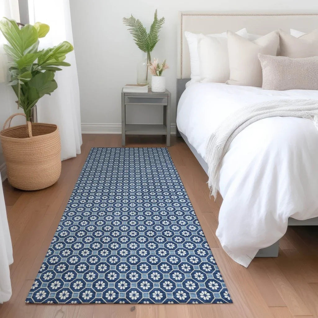 LOOMLAN Rugs Ballara Blue Washable Indoor-Outdoor Rug