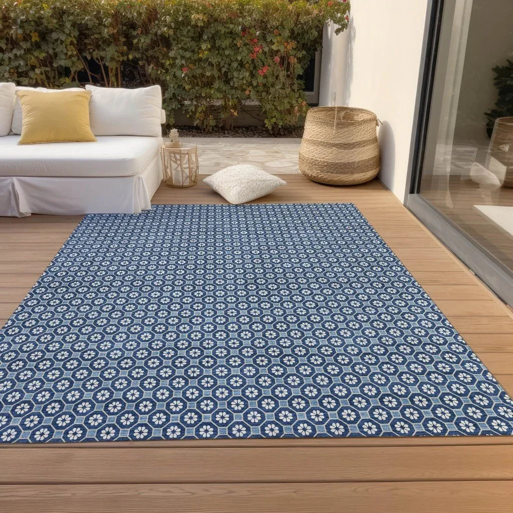 LOOMLAN Rugs Ballara Blue Washable Indoor-Outdoor Rug