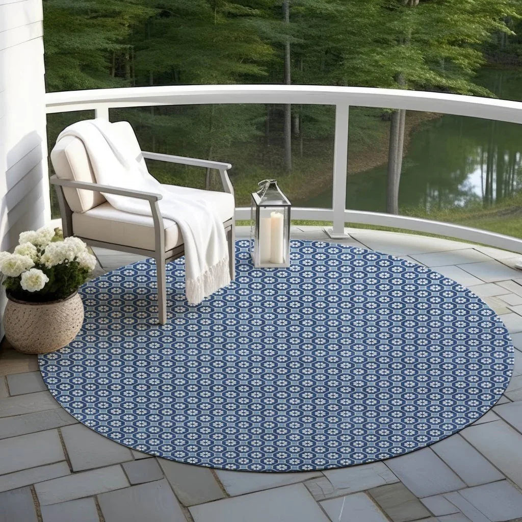 LOOMLAN Rugs Ballara Blue Washable Indoor-Outdoor Rug