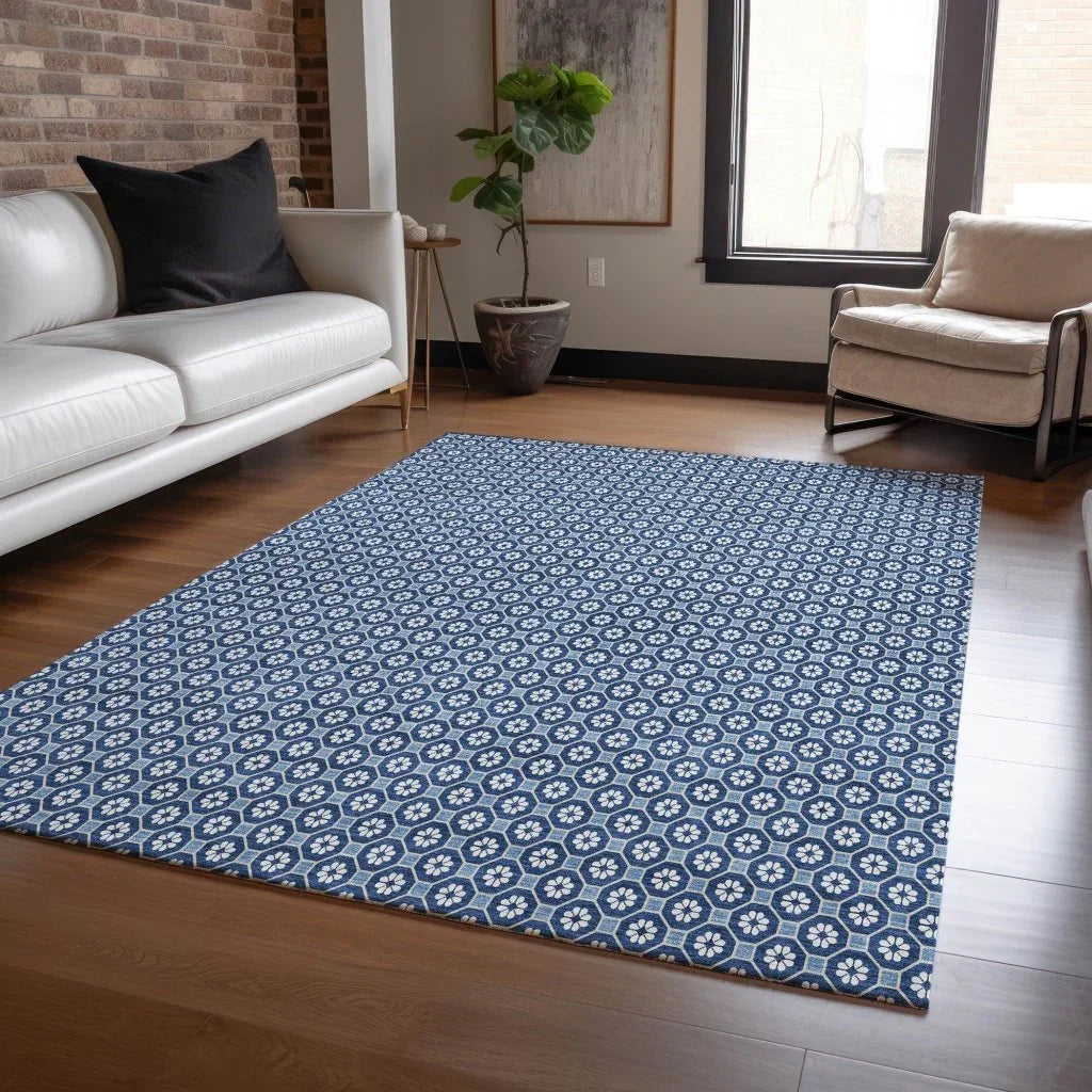 LOOMLAN Rugs Ballara Blue Washable Indoor-Outdoor Rug