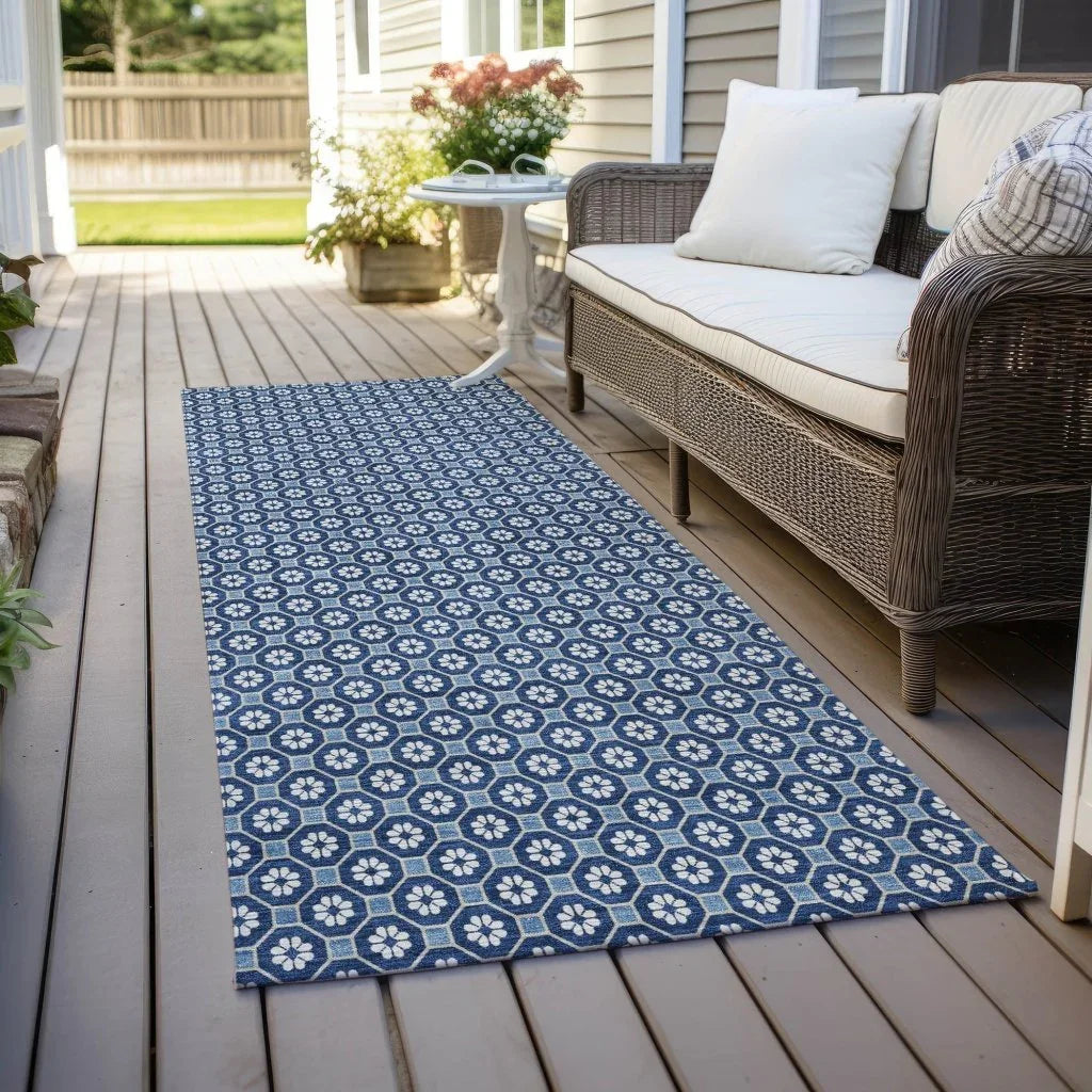 LOOMLAN Rugs Ballara Blue Washable Indoor-Outdoor Rug