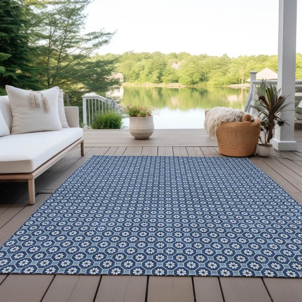 LOOMLAN Rugs Ballara Blue Washable Indoor-Outdoor Rug