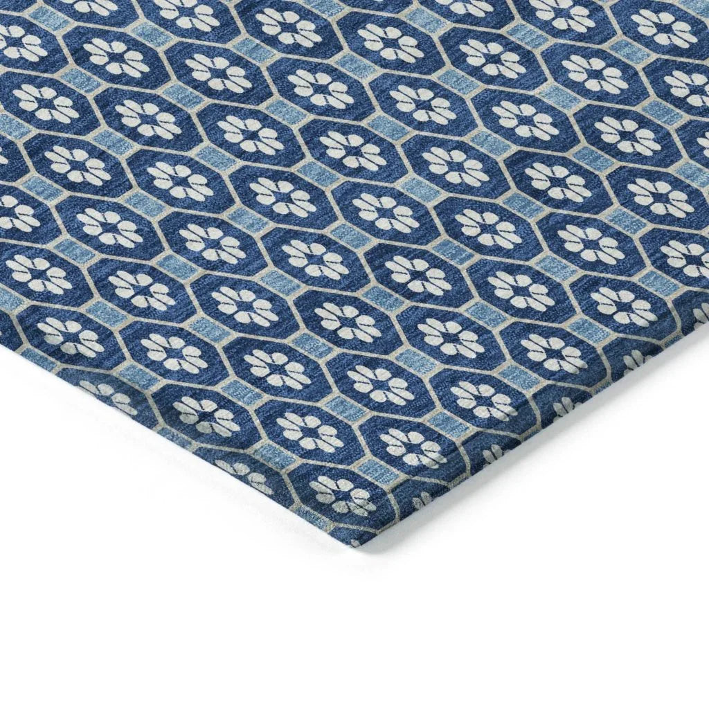 LOOMLAN Rugs Ballara Blue Washable Indoor-Outdoor Rug