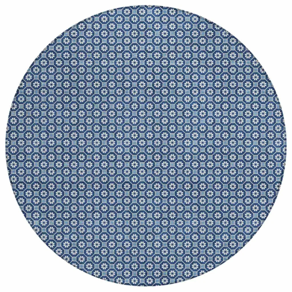 LOOMLAN Rugs Ballara Blue Washable Indoor-Outdoor Rug