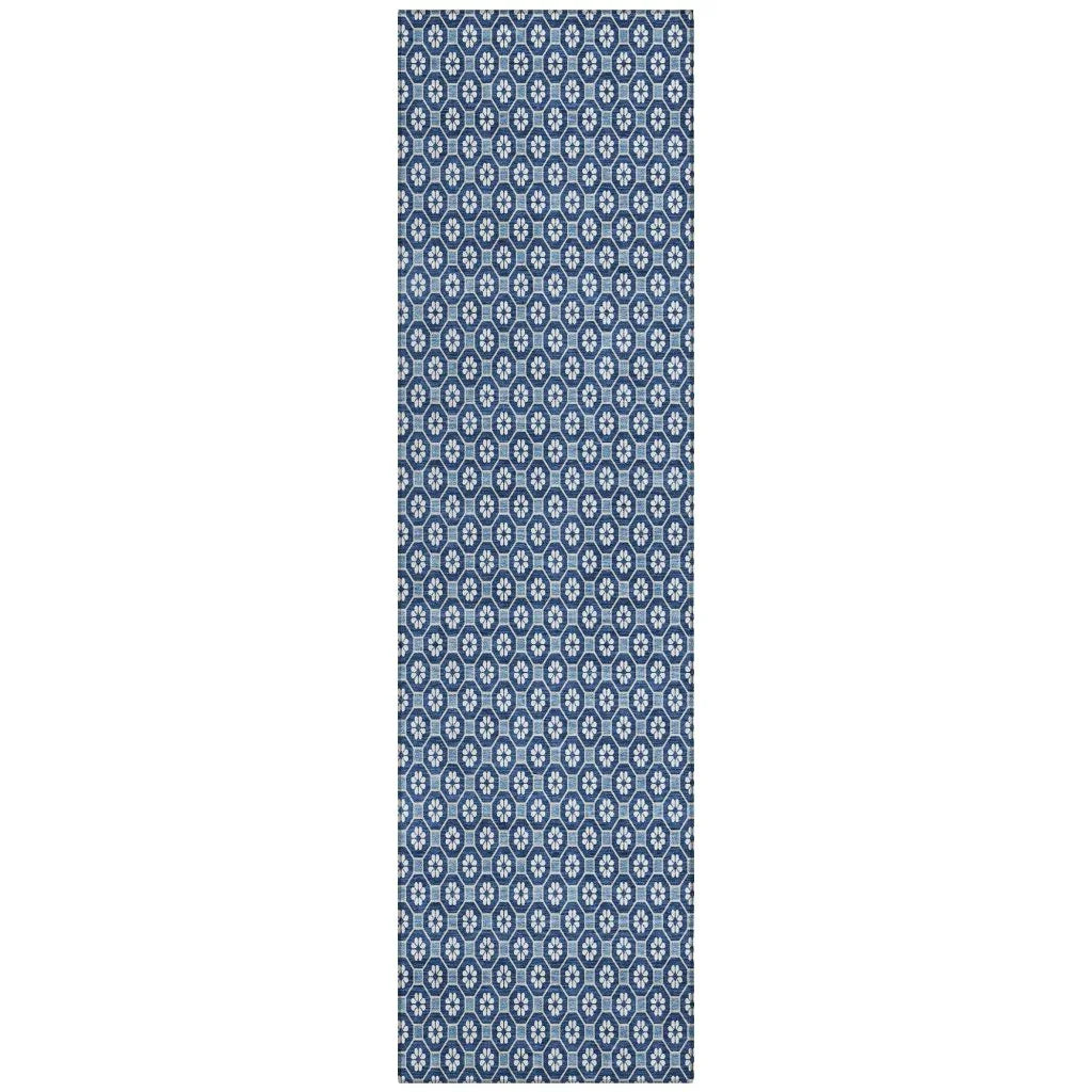 LOOMLAN Rugs Ballara Blue Washable Indoor-Outdoor Rug