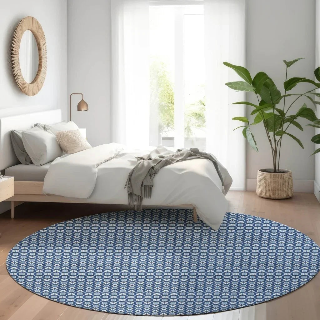 LOOMLAN Rugs Ballara Blue Washable Indoor-Outdoor Rug
