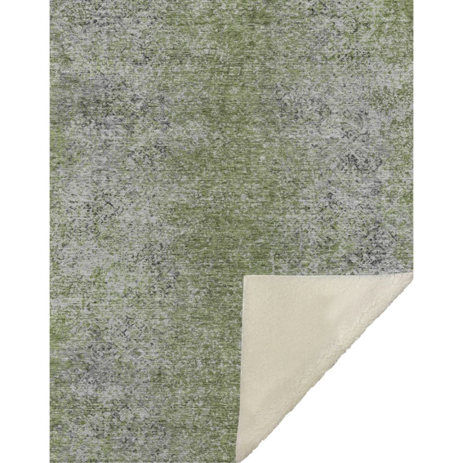 Vintage Green Washable Indoor-Outdoor Rug