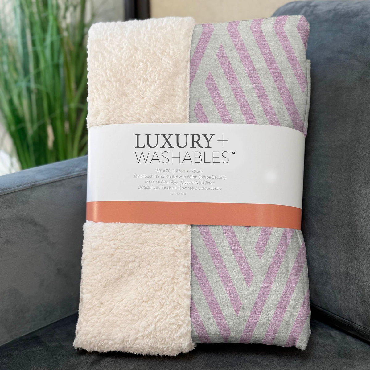 Geometric Pink Washable Indoor-Outdoor Rug