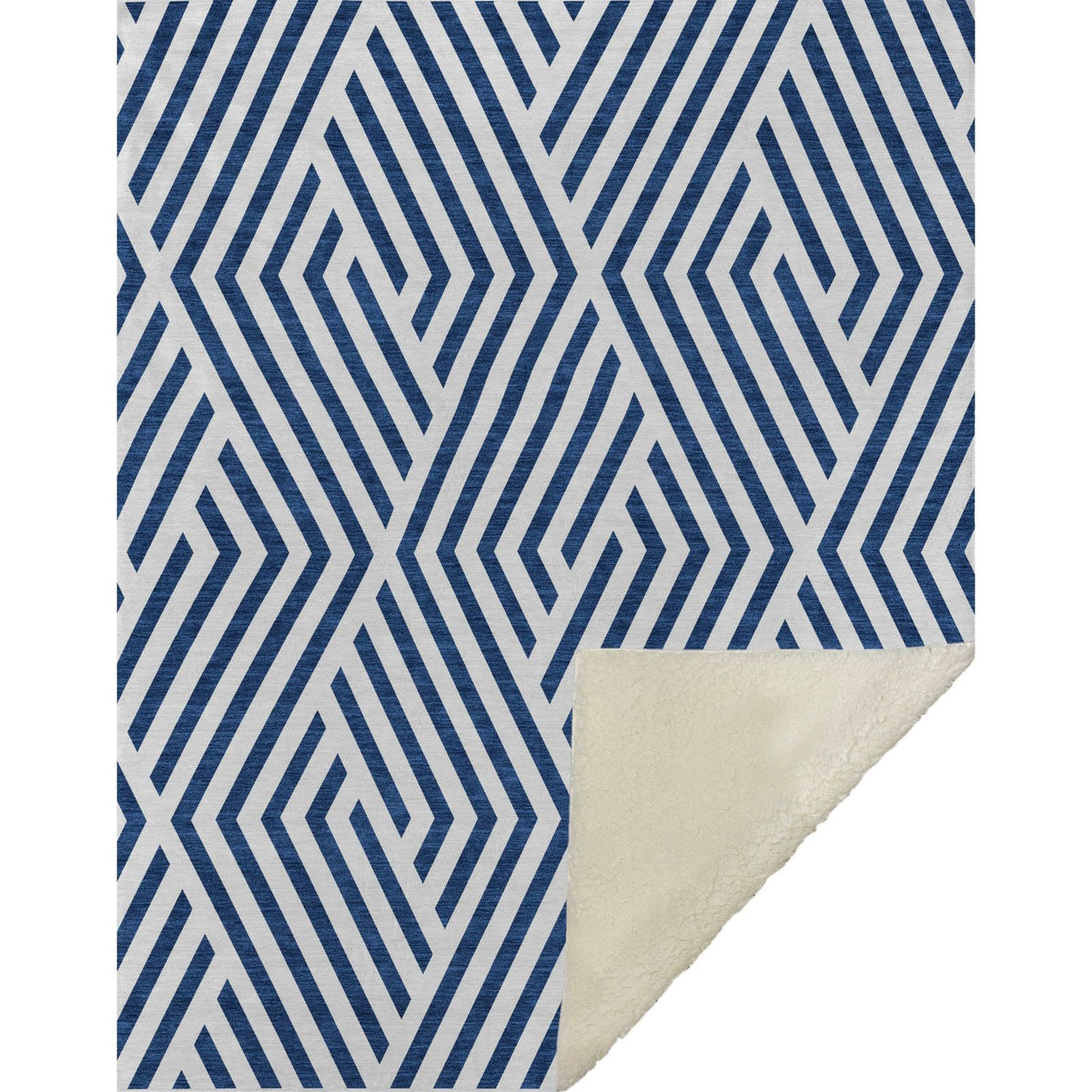 Geometric Navy Washable Indoor-Outdoor Rug